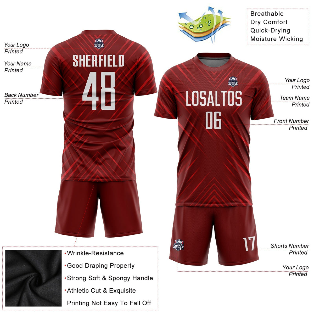 Custom Soccer Jersey - Red White Sublimation Uniform - Style Soccer0160