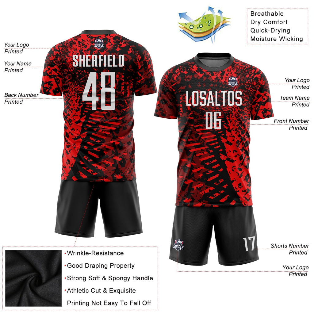 Custom Soccer Jersey - Red Black-White Sublimation Uniform - Style Soccer0169