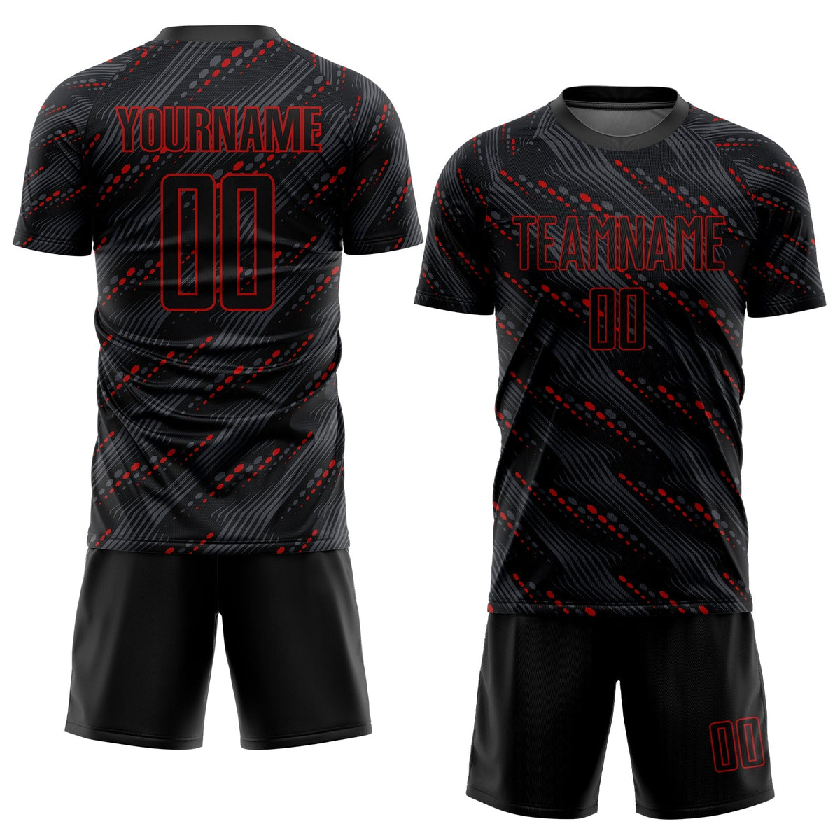 Custom Soccer Jersey - Black Red Sublimation Uniform - Style Soccer0224