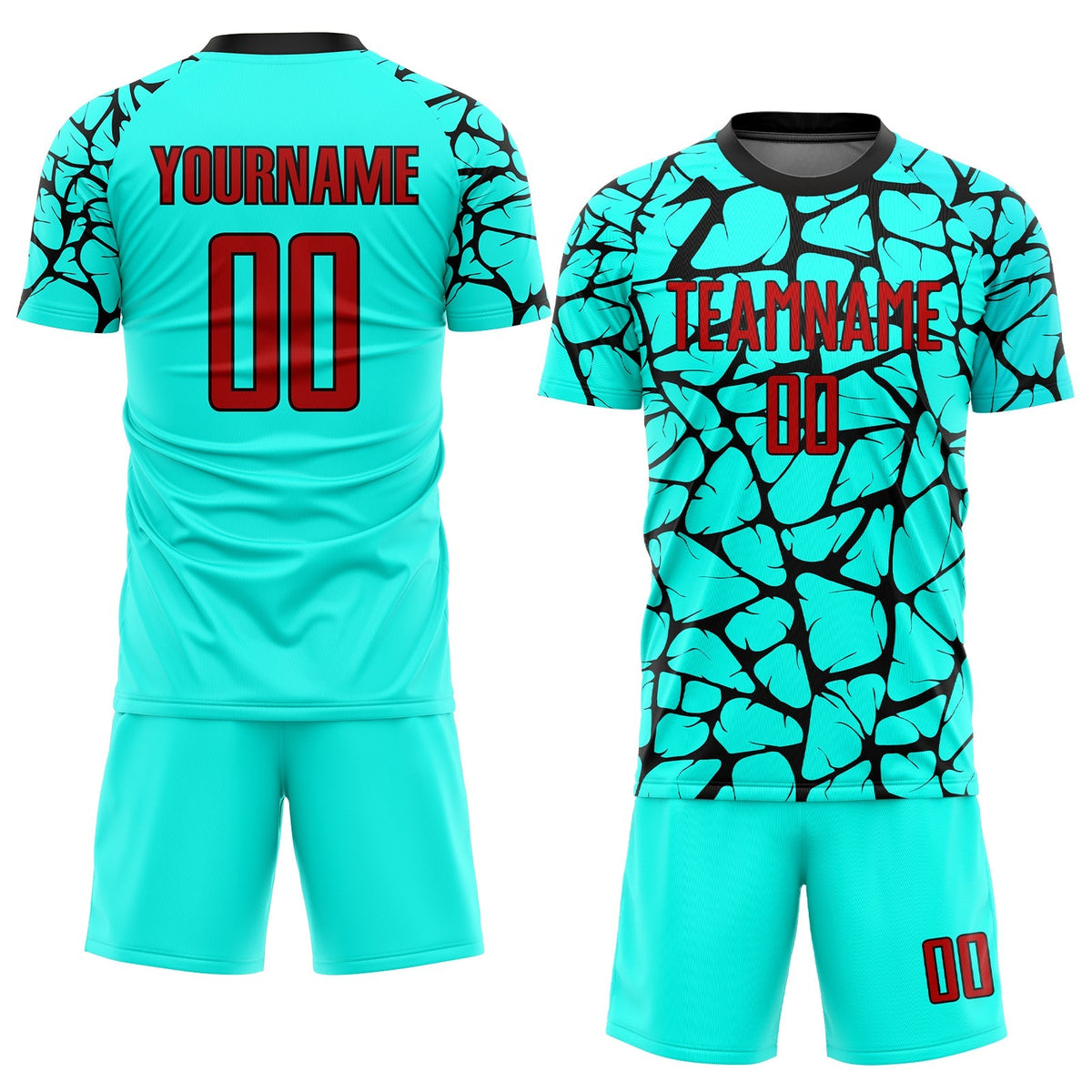 Custom Soccer Jersey - Aqua Red-Black Sublimation Uniform
