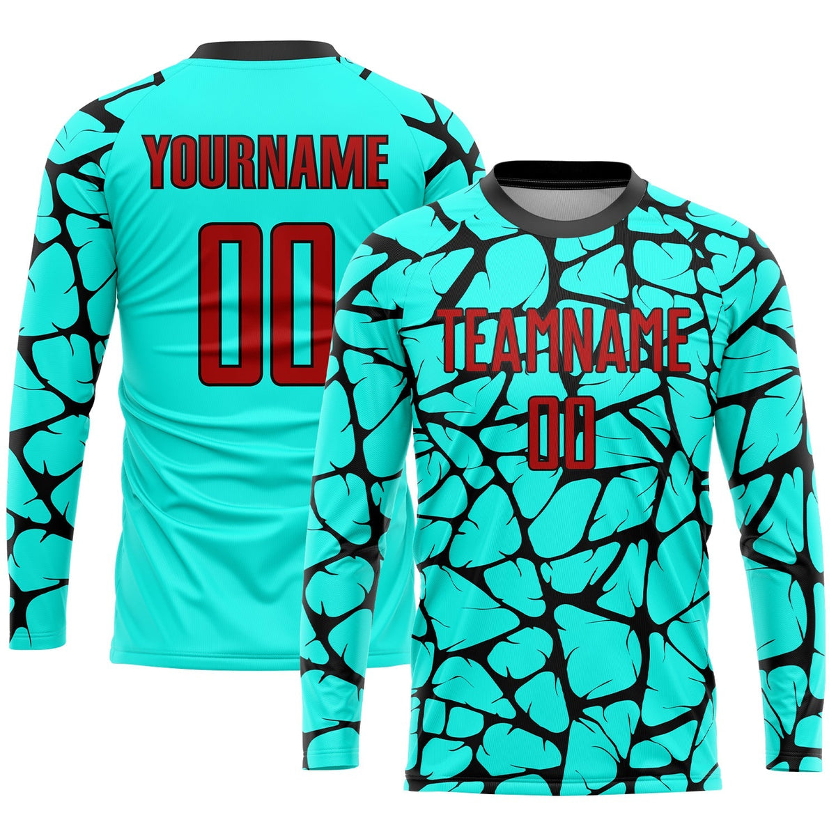 Custom Soccer Jersey - Aqua Red-Black Sublimation Uniform