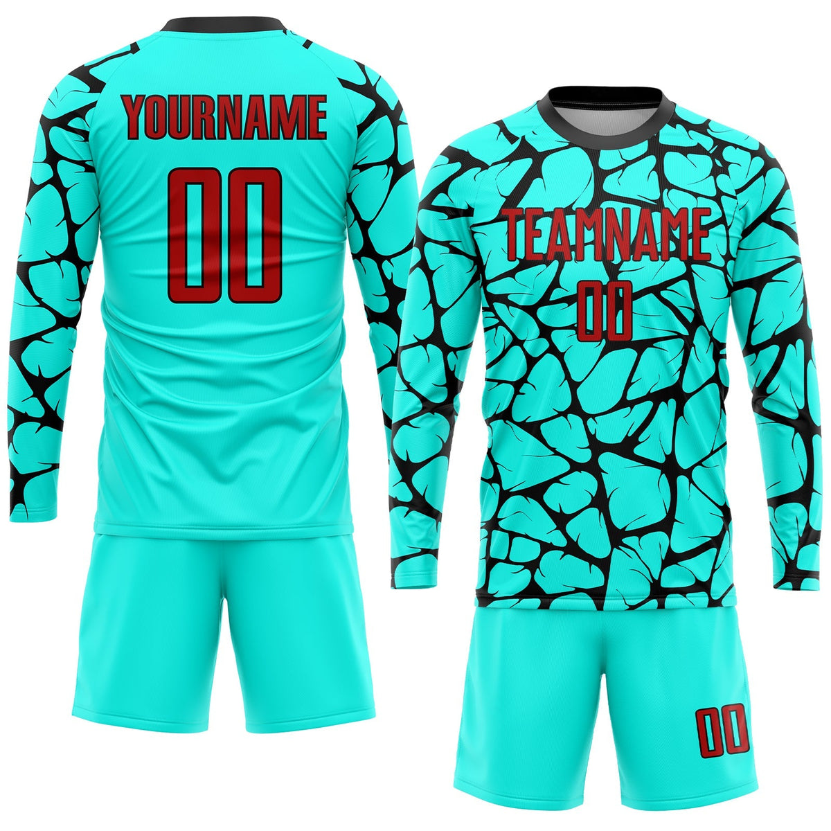 Custom Soccer Jersey - Aqua Red-Black Sublimation Uniform