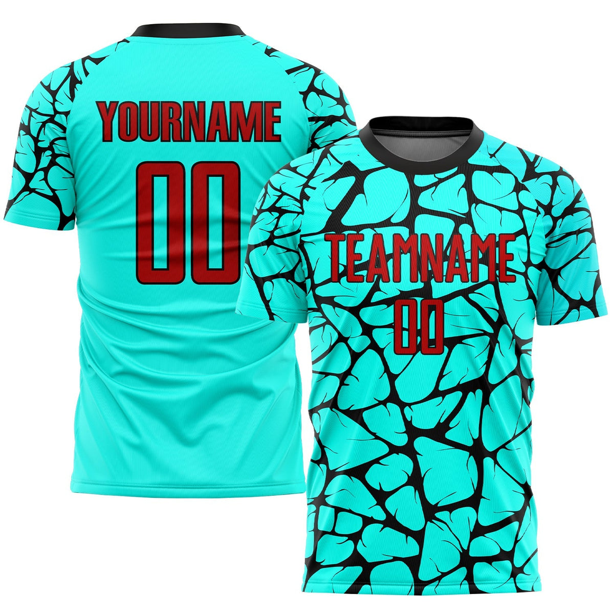Custom Soccer Jersey - Aqua Red-Black Sublimation Uniform