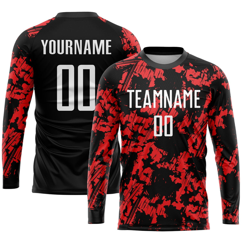 Custom Soccer Jersey - Red White-Black Sublimation Uniform - Style Soccer0245