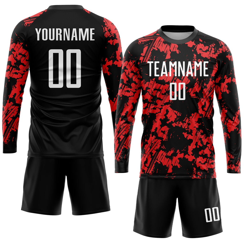 Custom Soccer Jersey - Red White-Black Sublimation Uniform - Style Soccer0245