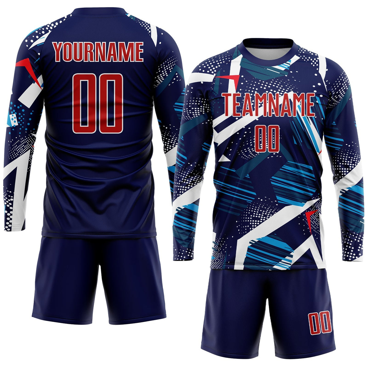 Custom Soccer Jersey - Navy Red-White Sublimation Uniform
