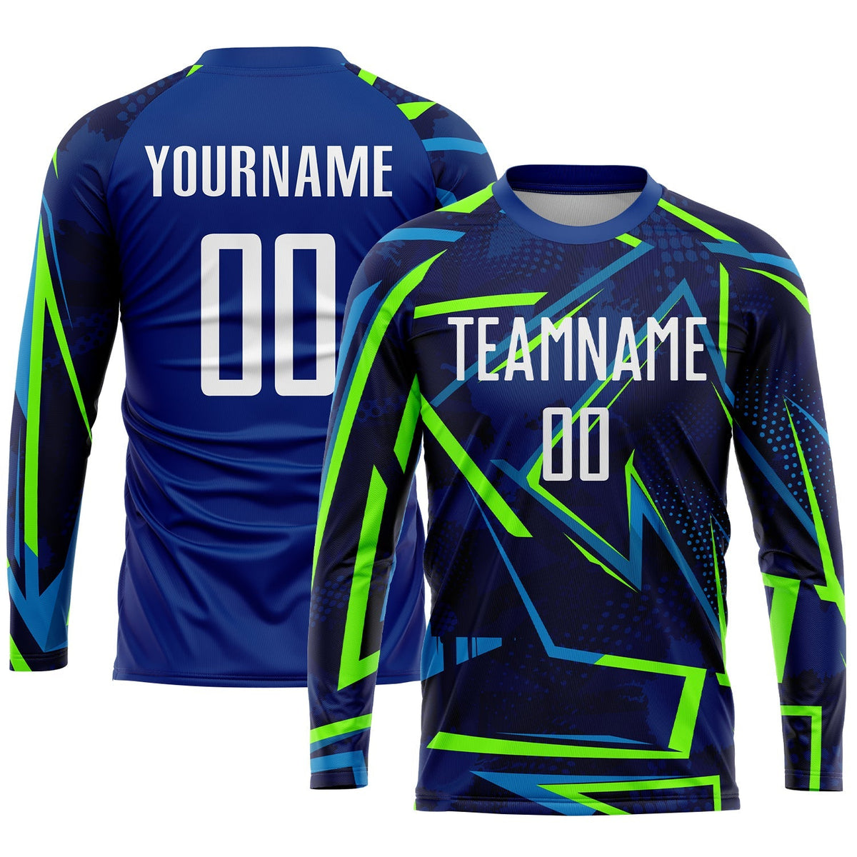 Custom Soccer Jersey - Royal White-Neon Green Sublimation Uniform