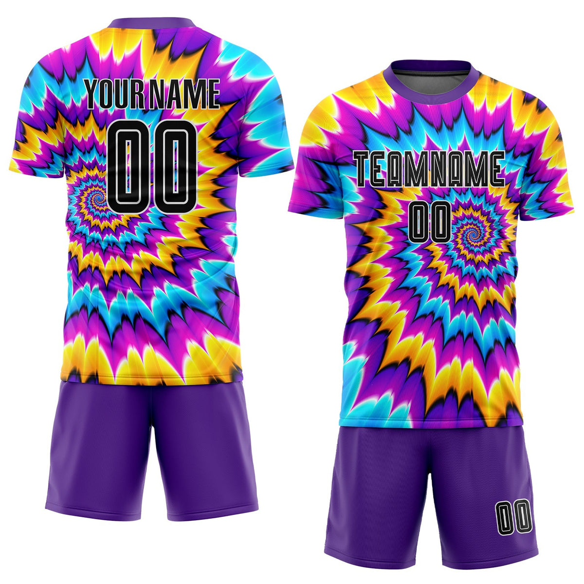 Custom Soccer Jersey - Tie Dye Black-White Sublimation Uniform