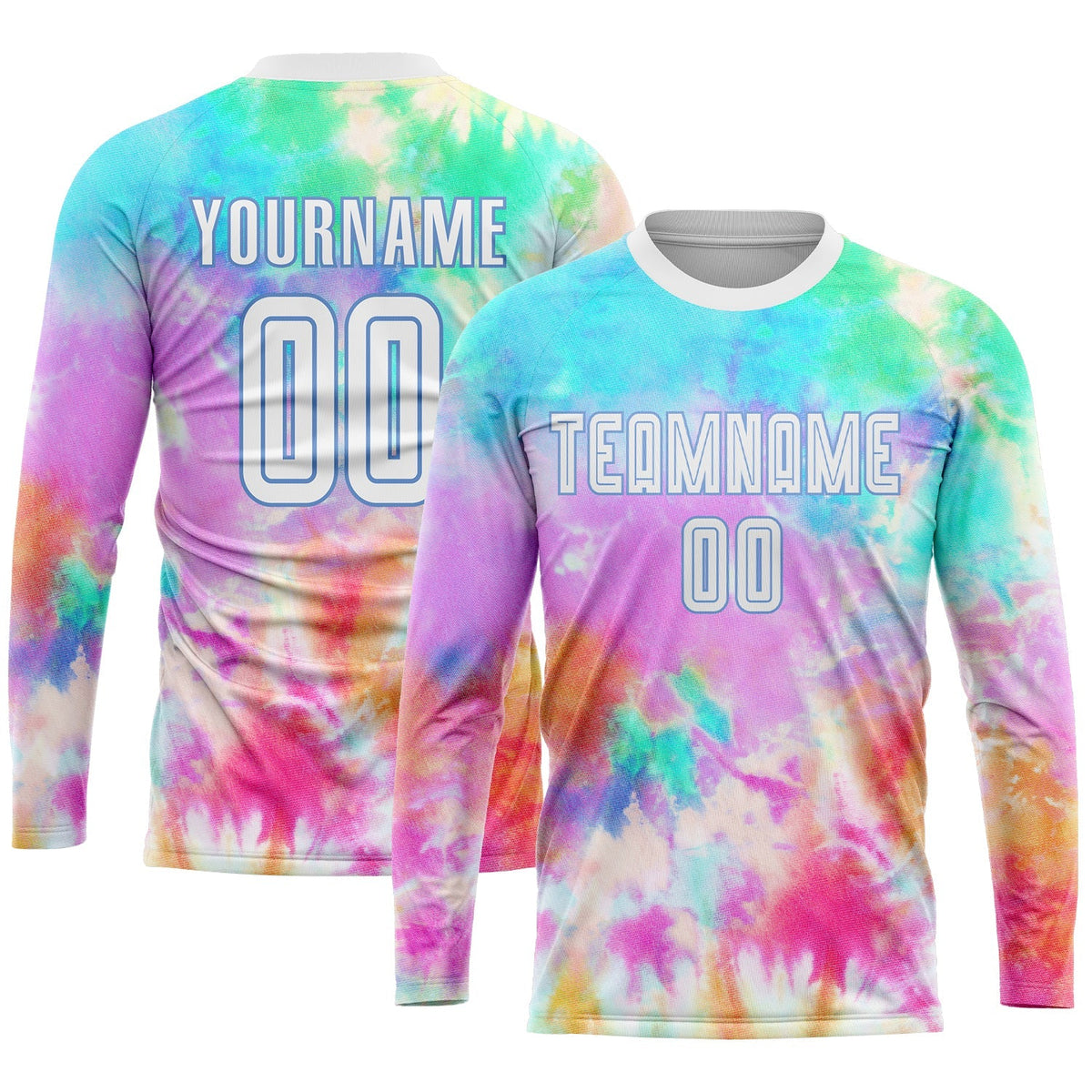 Custom Soccer Jersey - Tie Dye White-Light Blue Sublimation Uniform - Style Soccer0285