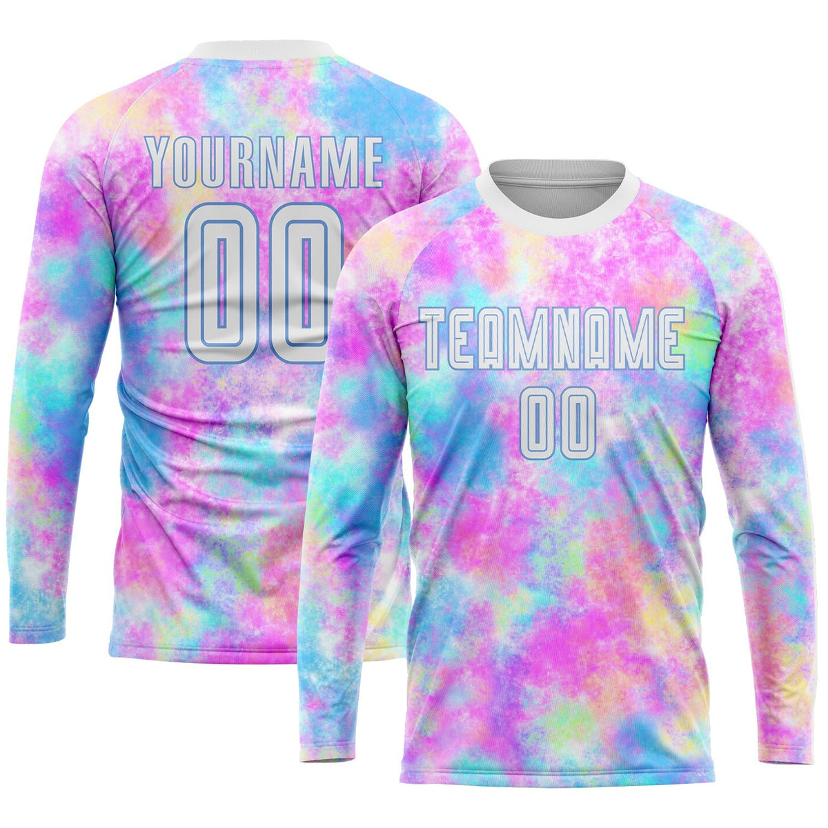 Custom Soccer Jersey - Tie Dye White-Light Blue Sublimation Uniform - Style Soccer0286