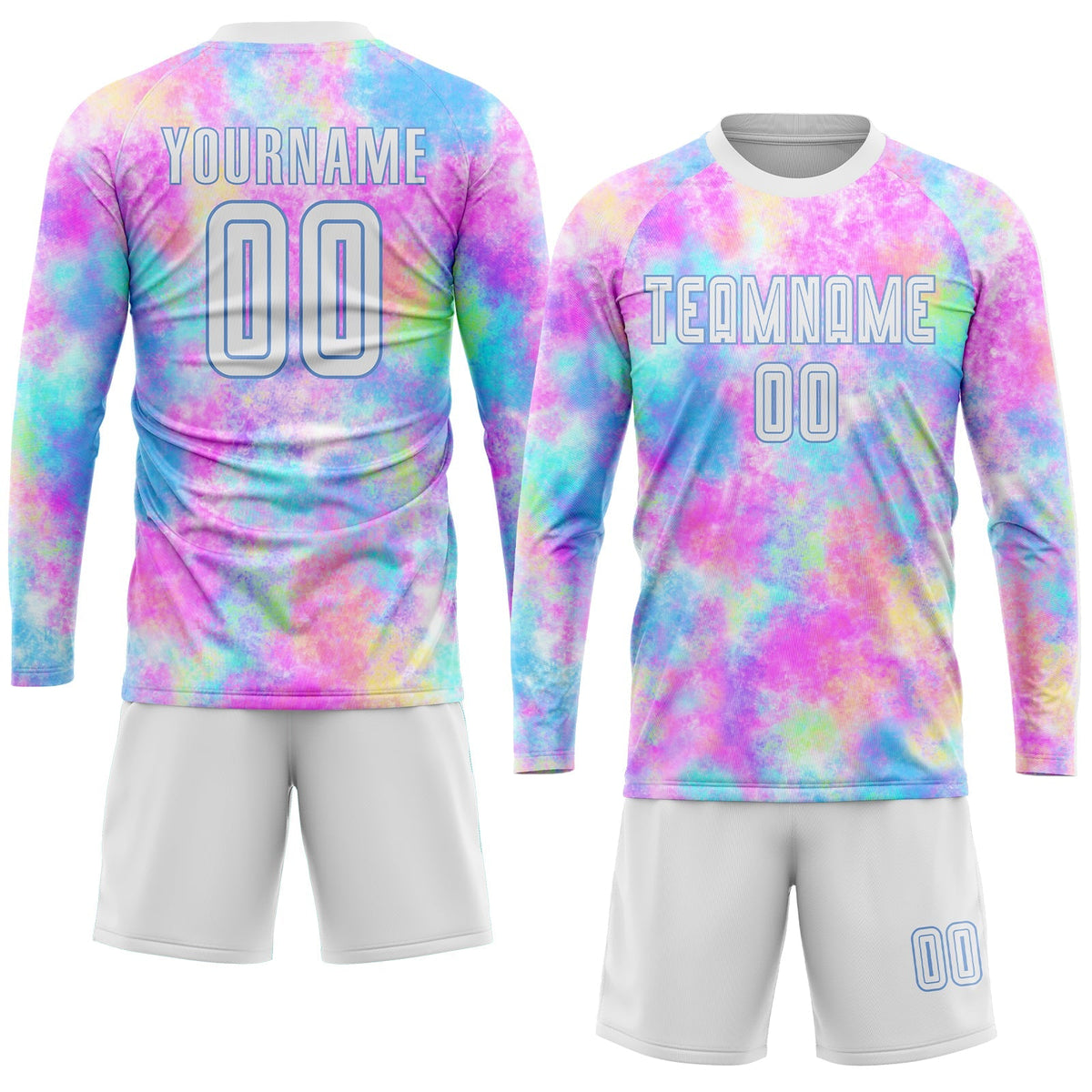 Custom Soccer Jersey - Tie Dye White-Light Blue Sublimation Uniform - Style Soccer0286