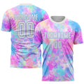 Custom Soccer Jersey - Tie Dye White-Light Blue Sublimation Uniform - Style Soccer0286