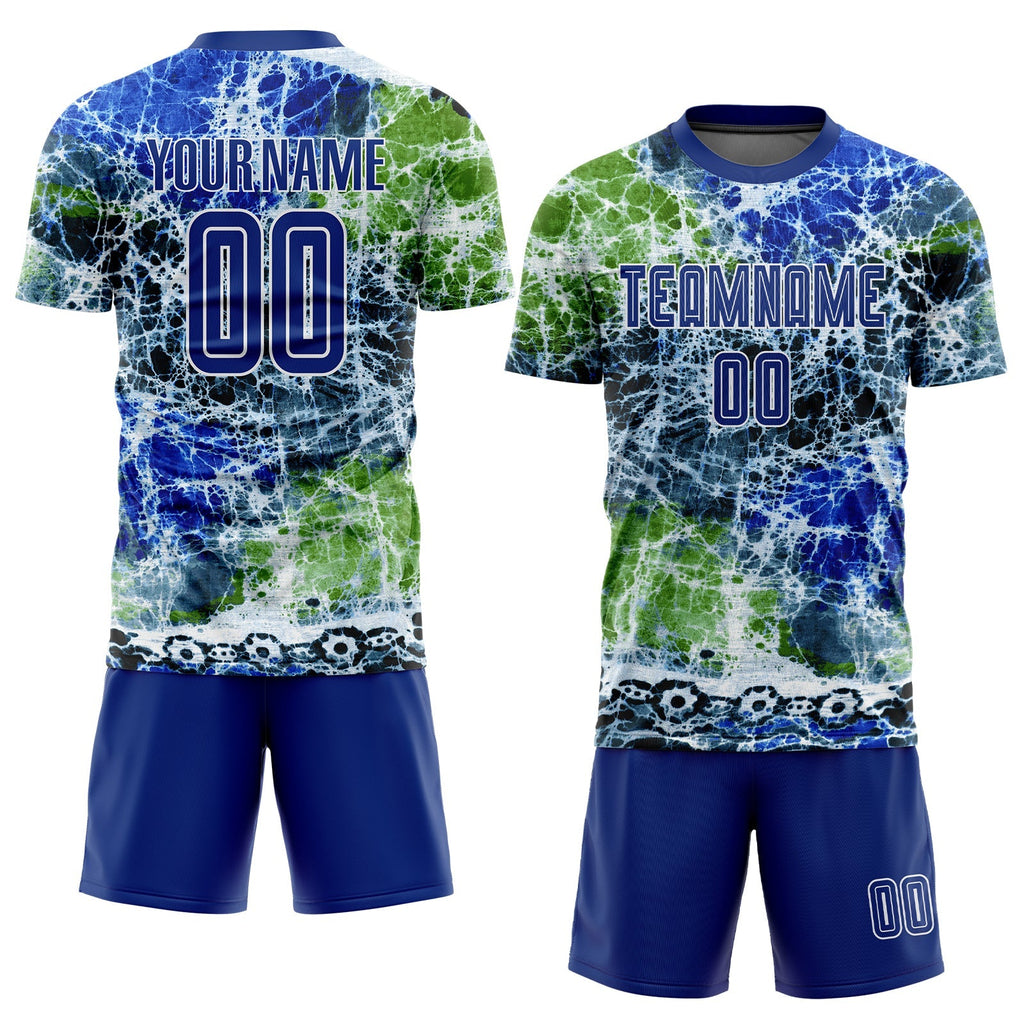 Custom Soccer Jersey - Tie Dye Royal-White Sublimation Uniform - Style Soccer0289
