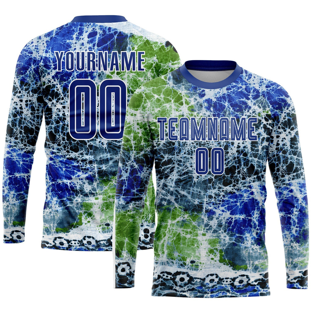 Custom Soccer Jersey - Tie Dye Royal-White Sublimation Uniform - Style Soccer0289