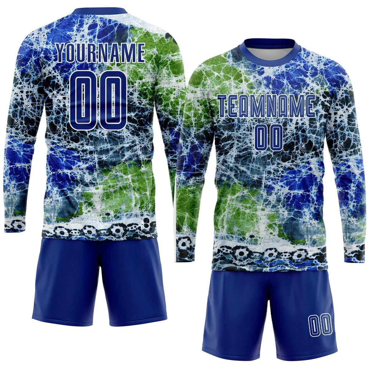 Custom Soccer Jersey - Tie Dye Royal-White Sublimation Uniform - Style Soccer0289
