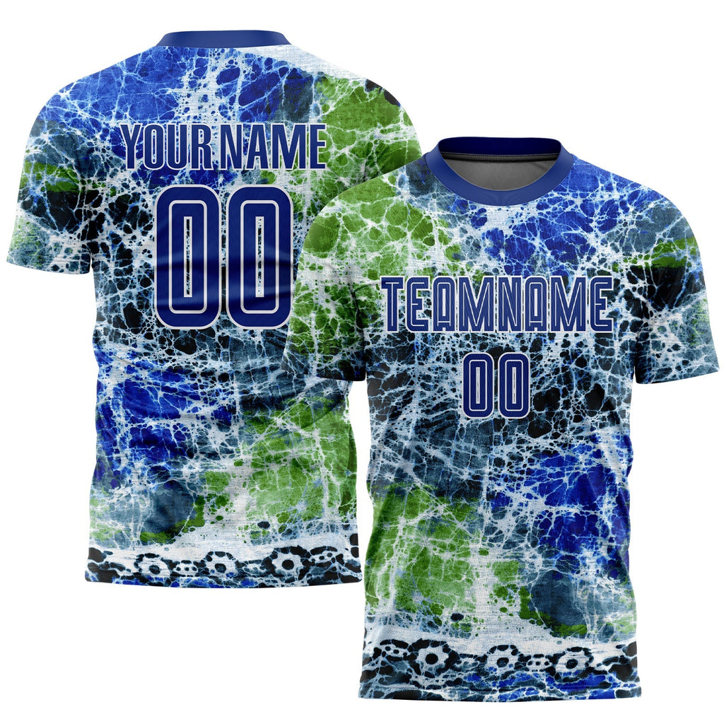 Custom Soccer Jersey - Tie Dye Royal-White Sublimation Uniform - Style Soccer0289