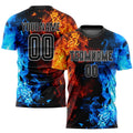 Custom Soccer Jersey - Figure Black-White Flame Sublimation Uniform