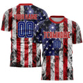 Custom Soccer Jersey - White Royal-Red American Flag Fashion Sublimation Uniform