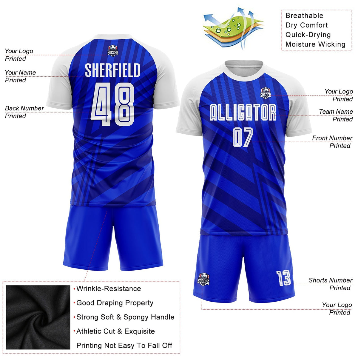Custom Soccer Jersey - Royal White-Navy Sublimation Uniform - Style Soccer0303