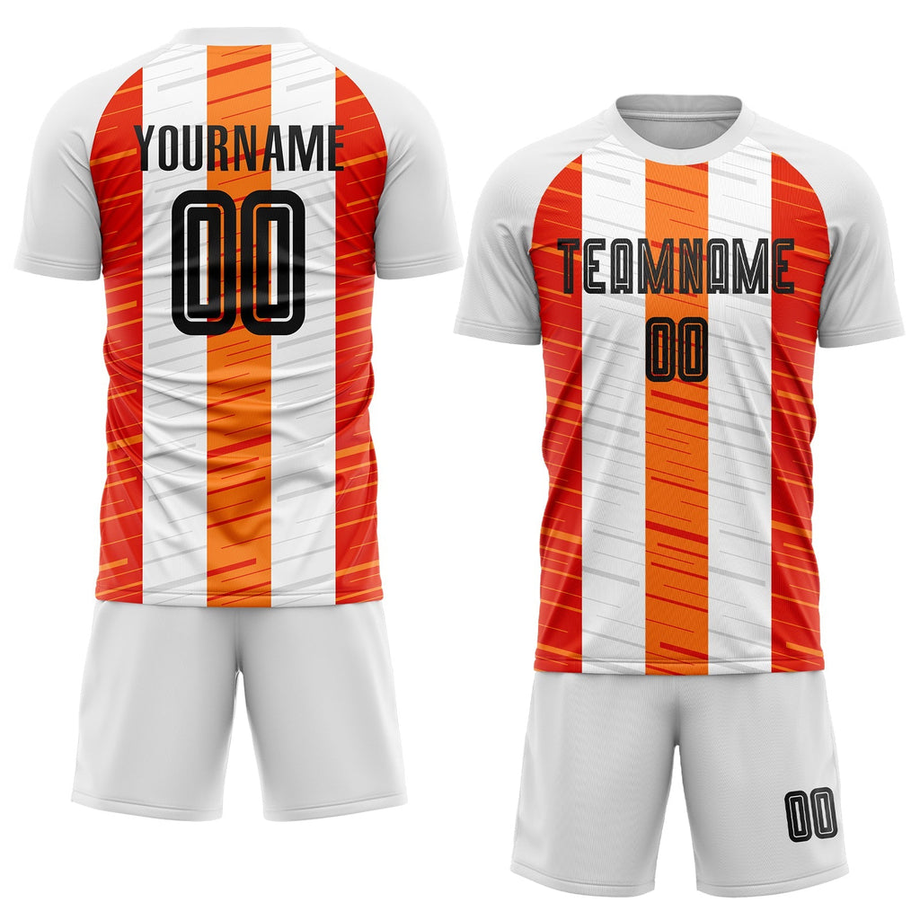 Custom Soccer Jersey - White Black-Orange Sublimation Uniform