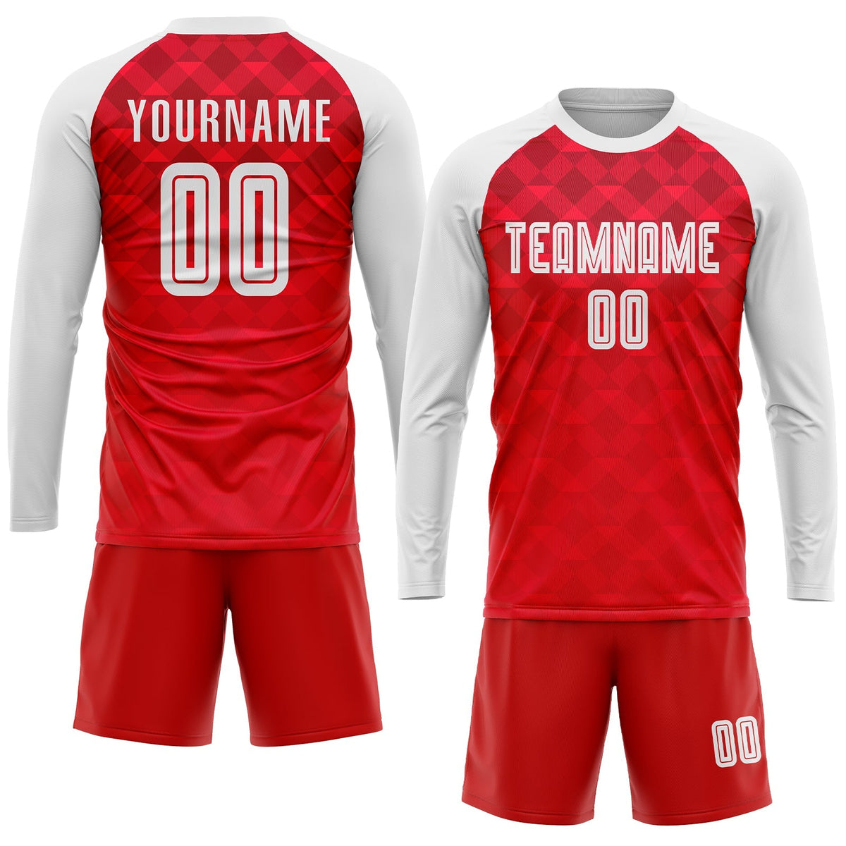 Custom Soccer Jersey - Red White Away Sublimation Uniform