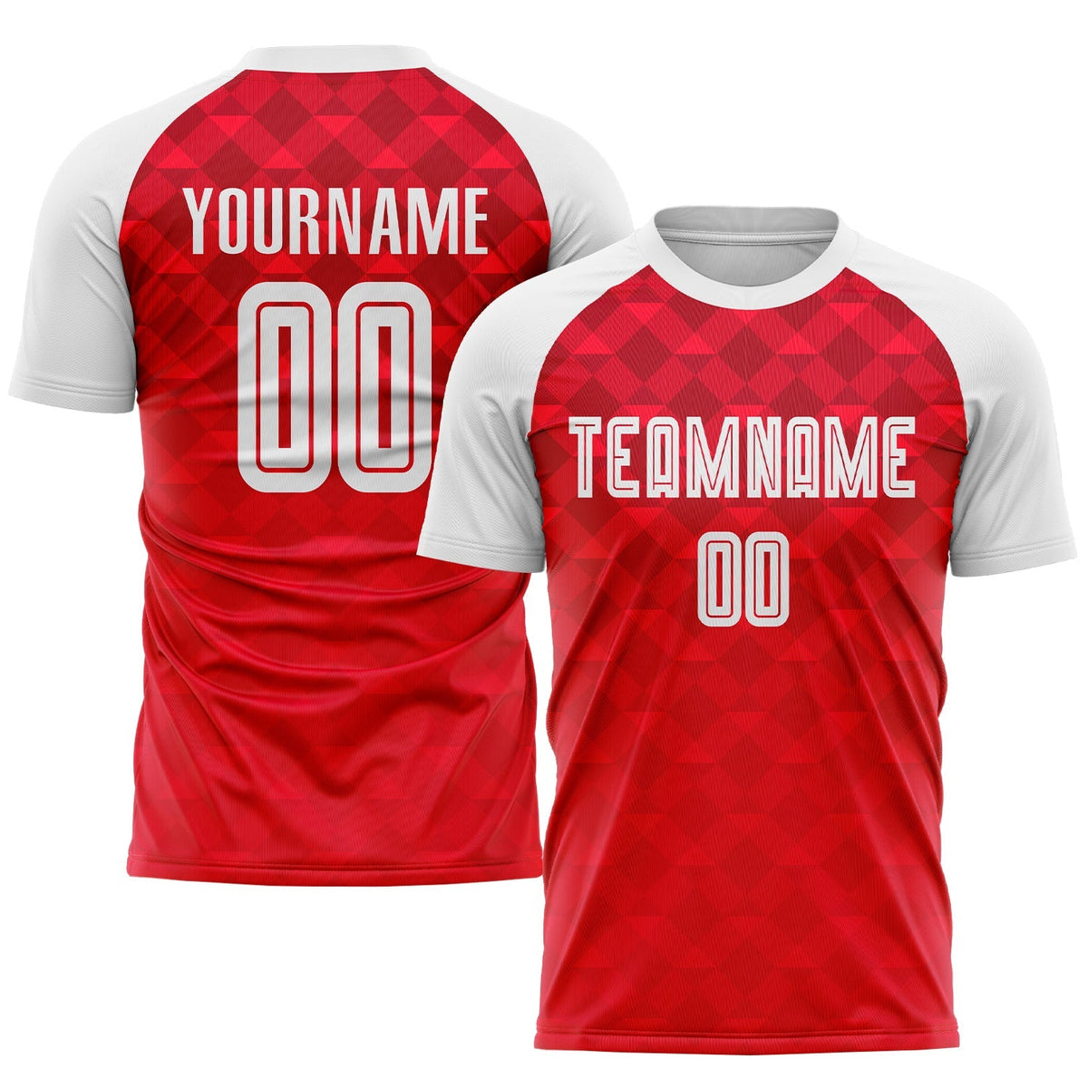 Custom Soccer Jersey - Red White Away Sublimation Uniform