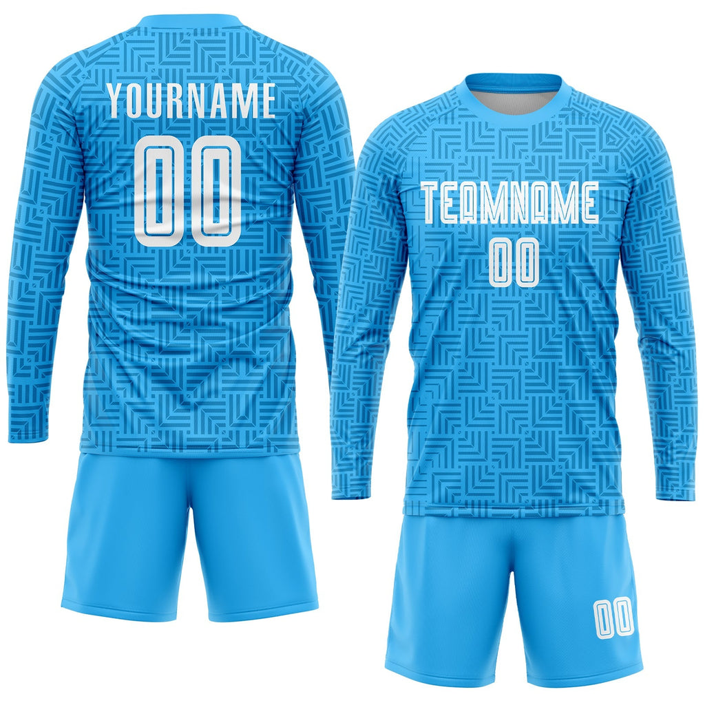 Custom Soccer Jersey - Light Blue White Home Sublimation Uniform