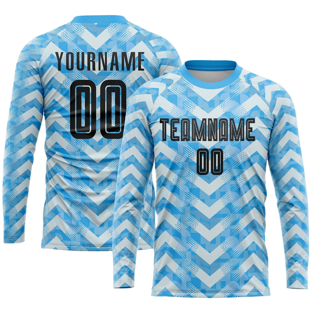 Custom Soccer Jersey - Light Blue Black-White Home Sublimation Uniform