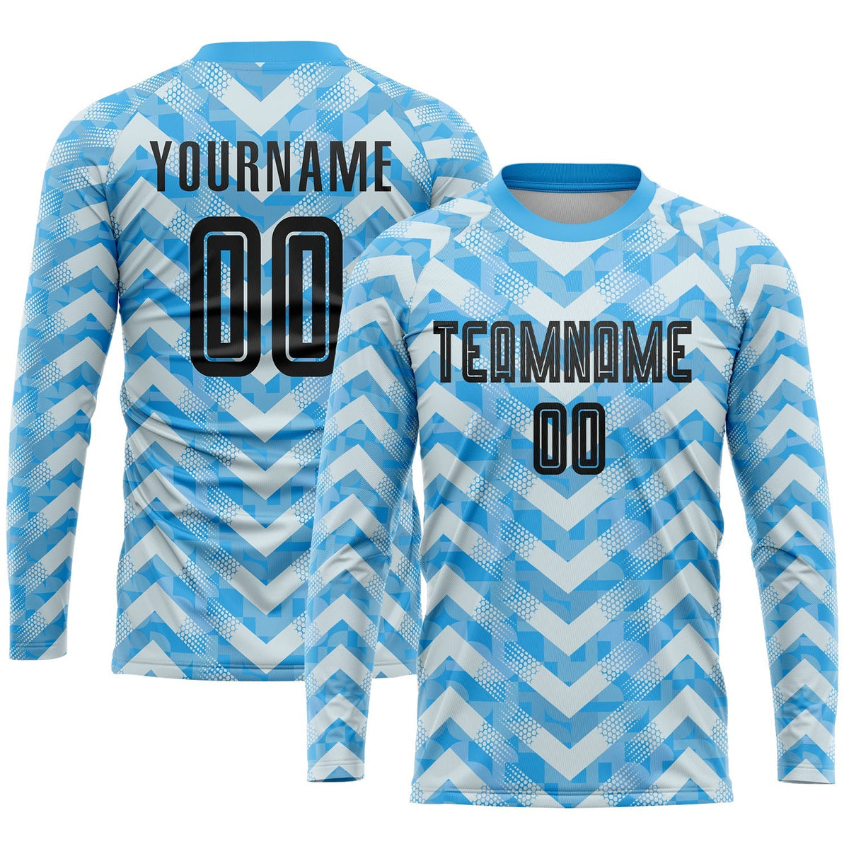 Custom Soccer Jersey - Light Blue Black-White Home Sublimation Uniform
