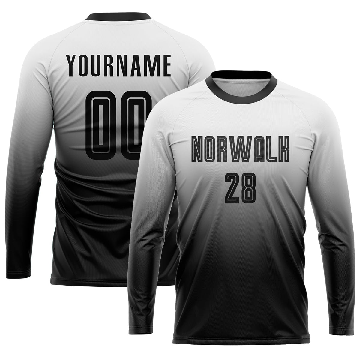 Custom Soccer Jersey - White Black Sublimation Fade Fashion Uniform