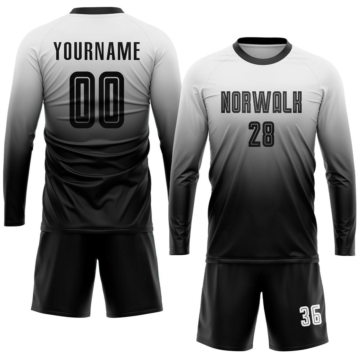 Custom Soccer Jersey - White Black Sublimation Fade Fashion Uniform