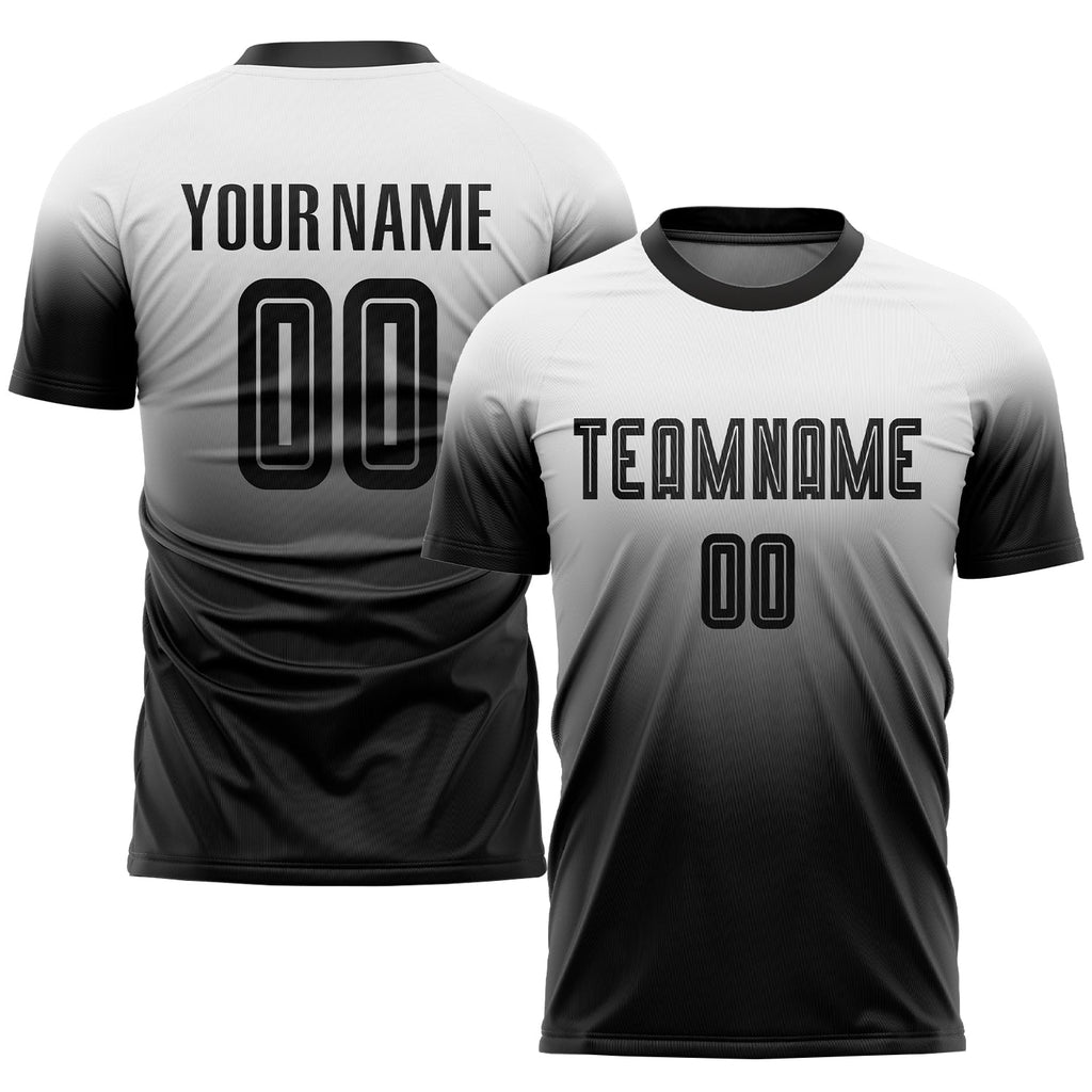 Custom Soccer Jersey - White Black Sublimation Fade Fashion Uniform