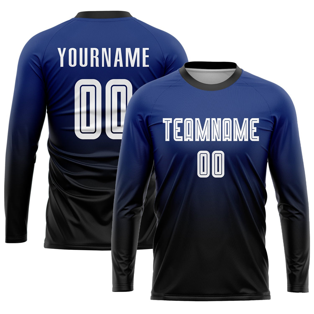 Custom Soccer Jersey - Royal White-Black Sublimation Fade Fashion Uniform