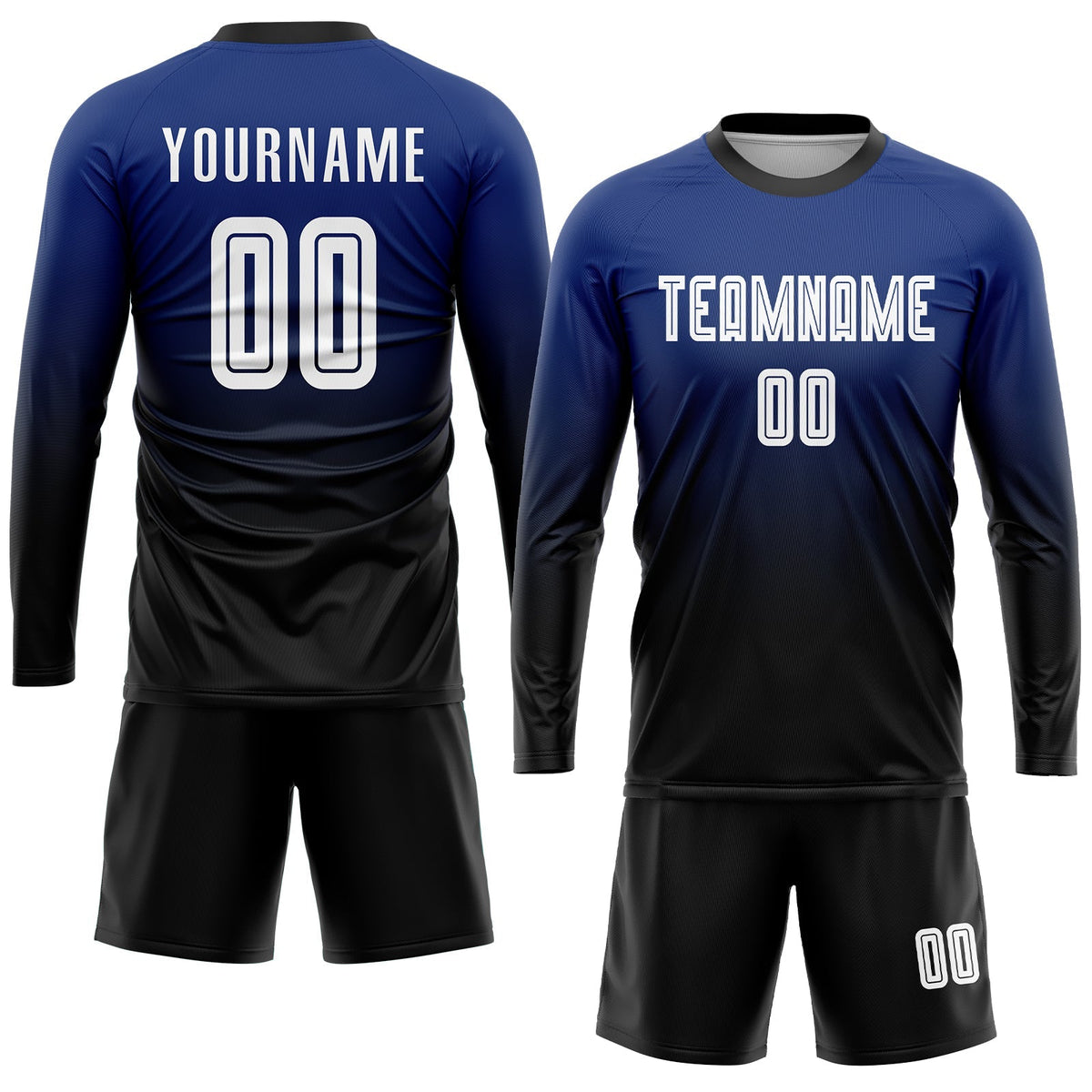 Custom Soccer Jersey - Royal White-Black Sublimation Fade Fashion Uniform