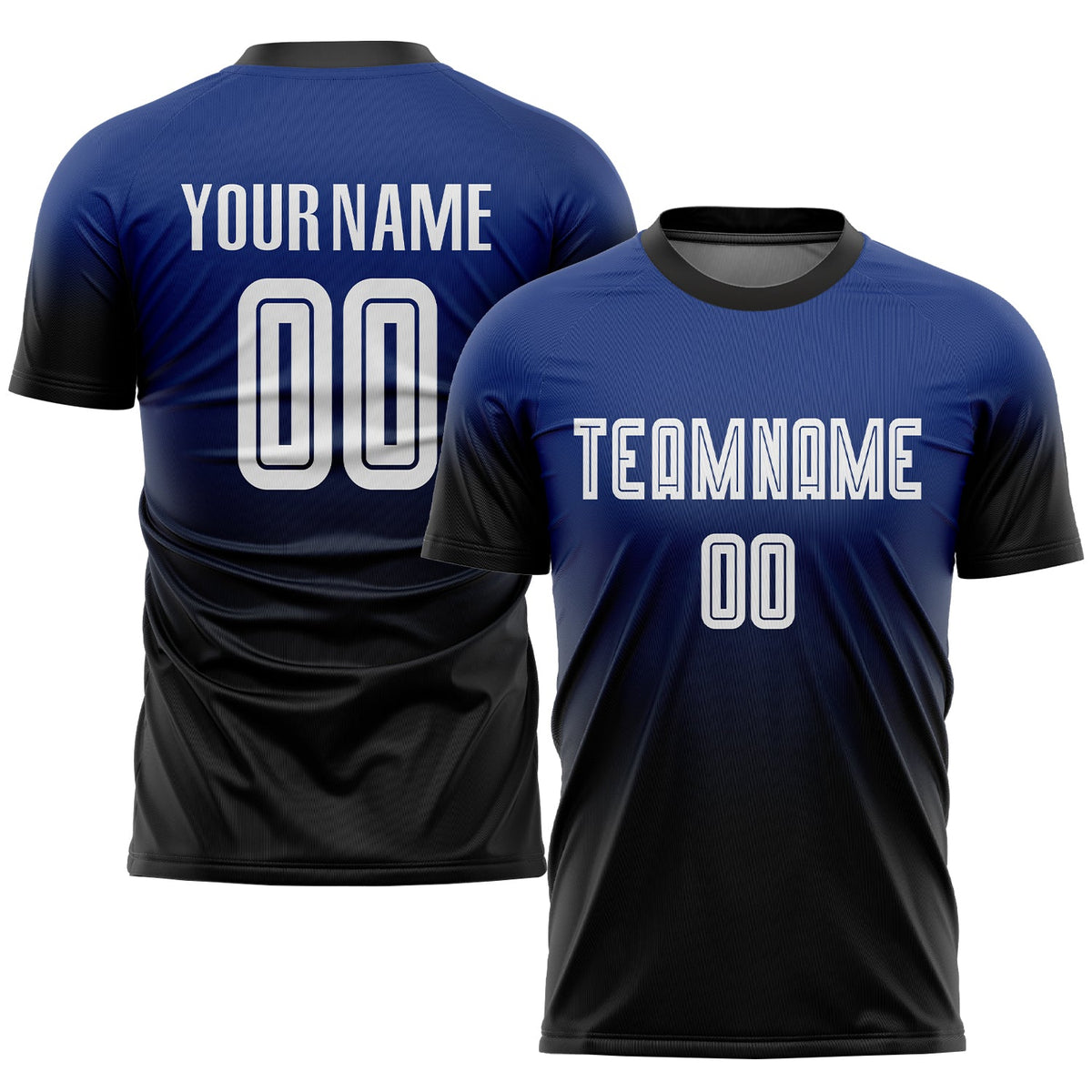 Custom Soccer Jersey - Royal White-Black Sublimation Fade Fashion Uniform