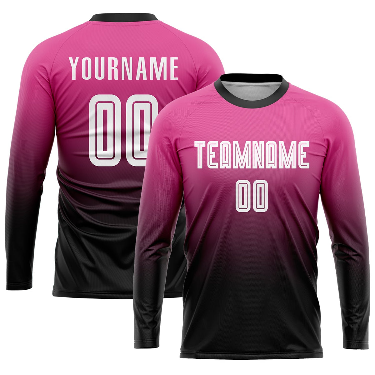 Custom Soccer Jersey - Pink White-Black Sublimation Fade Fashion Uniform