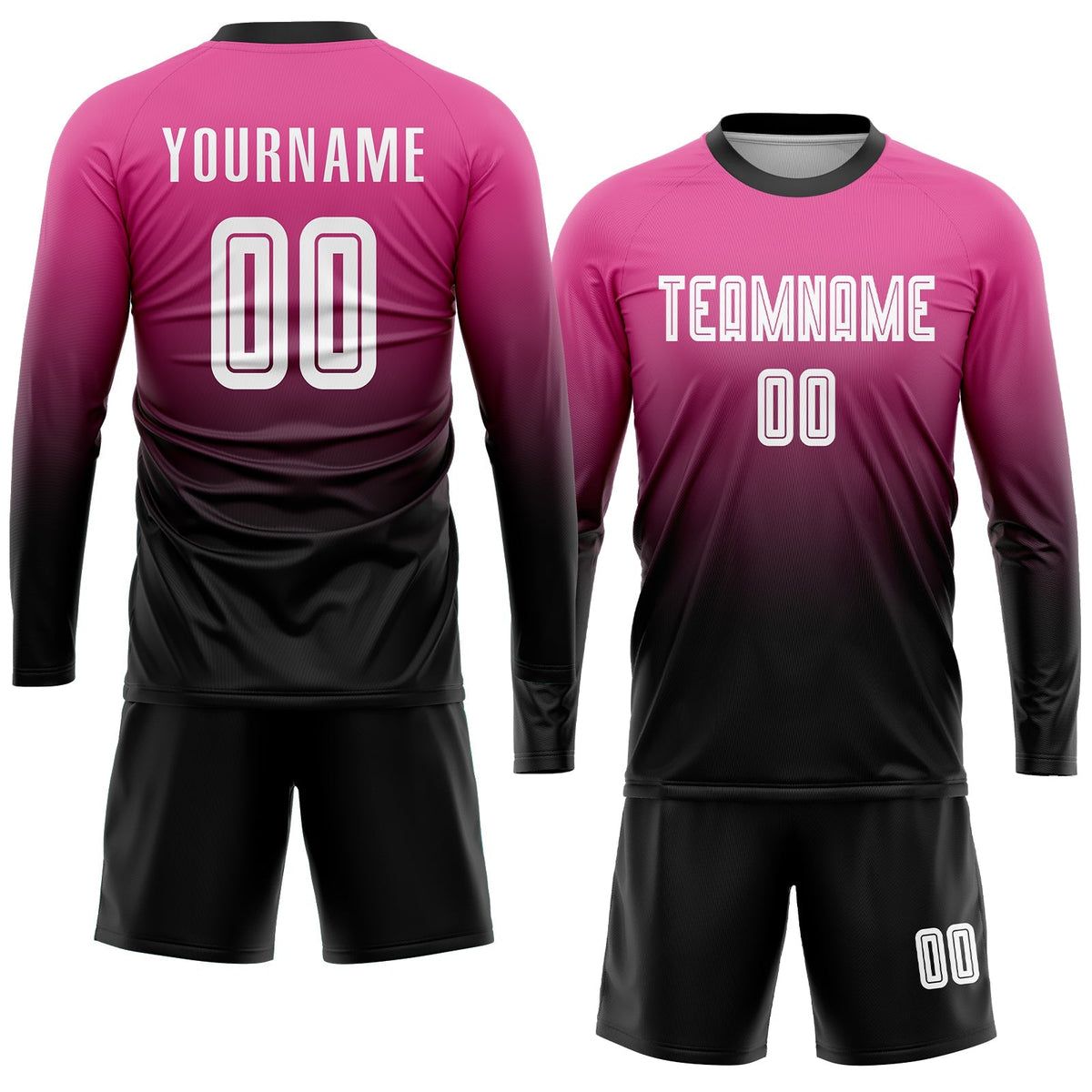 Custom Soccer Jersey - Pink White-Black Sublimation Fade Fashion Uniform