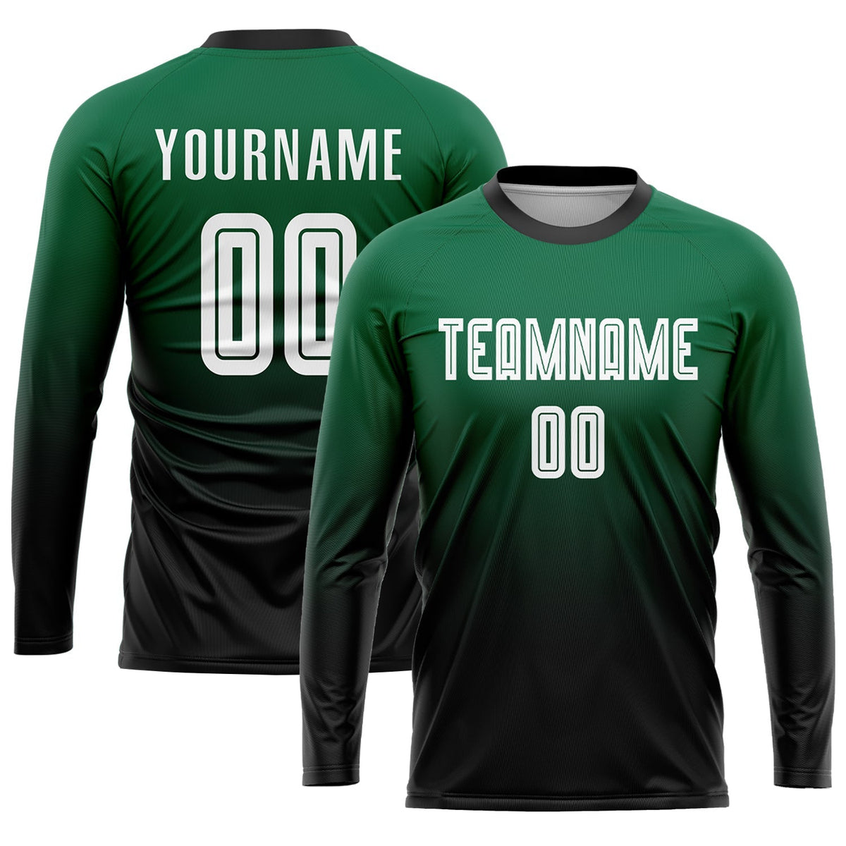 Custom Soccer Jersey - Kelly Green White-Black Sublimation Fade Fashion Uniform