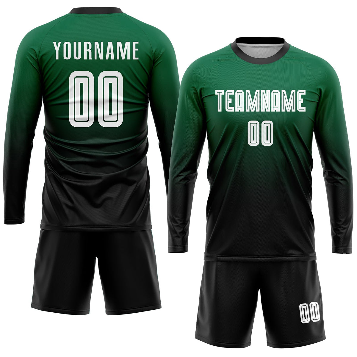 Custom Soccer Jersey - Kelly Green White-Black Sublimation Fade Fashion Uniform