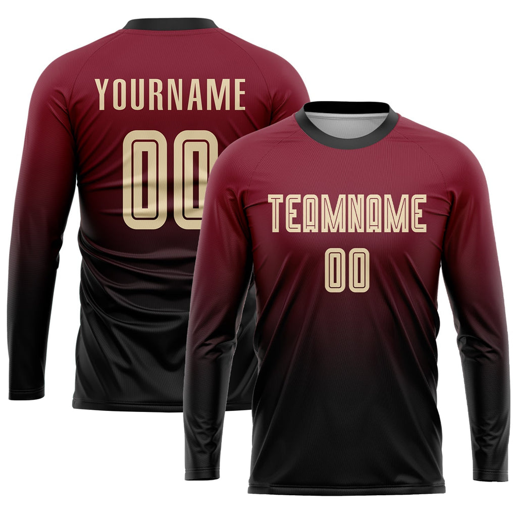 Custom Soccer Jersey - Crimson Cream-Black Sublimation Fade Fashion Uniform