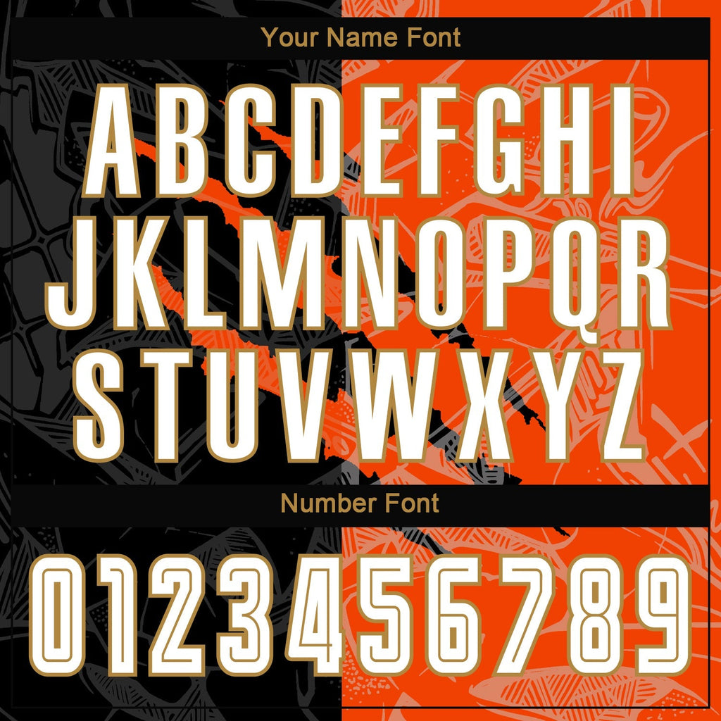 Custom Soccer Jersey - Graffiti Pattern White Black Orange-Old Gold Scratch Sublimation Uniform