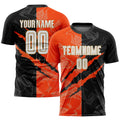 Custom Soccer Jersey - Graffiti Pattern White Black Orange-Old Gold Scratch Sublimation Uniform