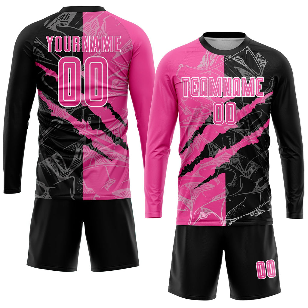 Custom Soccer Jersey - Graffiti Pattern Pink Black-White Scratch Sublimation Uniform