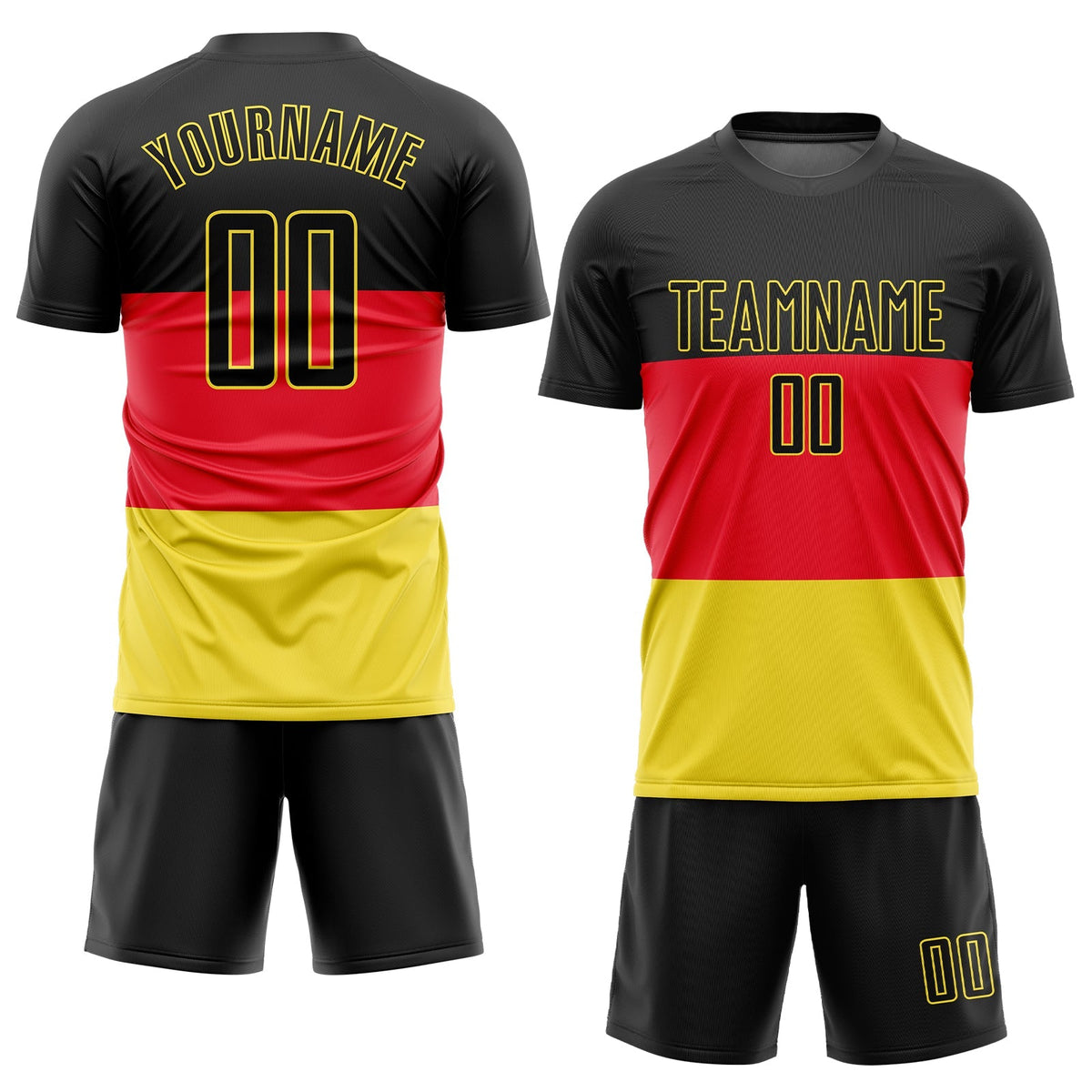 Custom Soccer Jersey - Red Black-Gold Sublimation German Flag Uniform