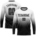 Custom Soccer Jersey - White Black Sublimation Long Sleeve Fade Fashion Uniform