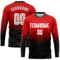 Custom Soccer Jersey - Red White-Black Sublimation Long Sleeve Fade Fashion Uniform