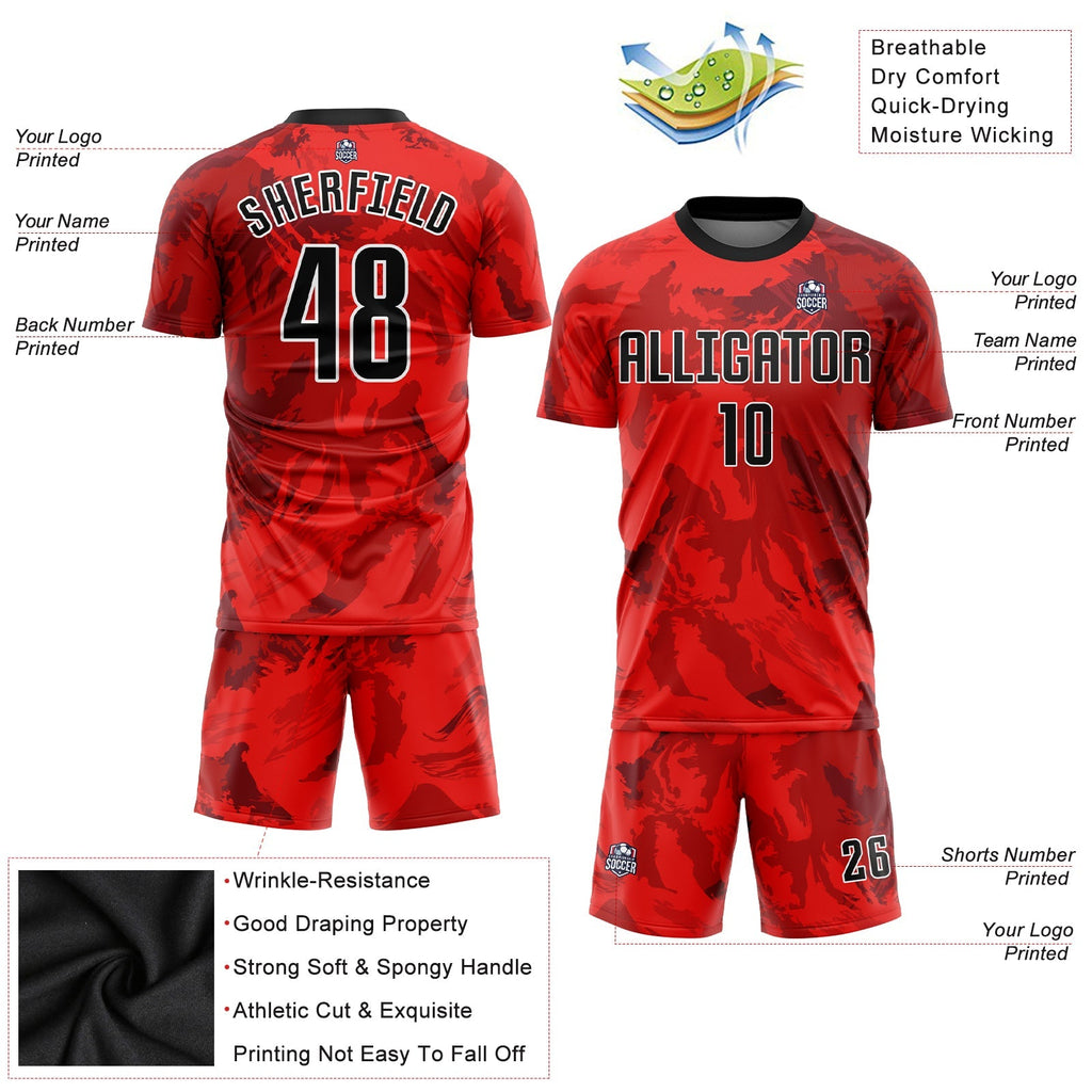 Custom Soccer Jersey - Red Black-White Sublimation Uniform - Style Soccer0467