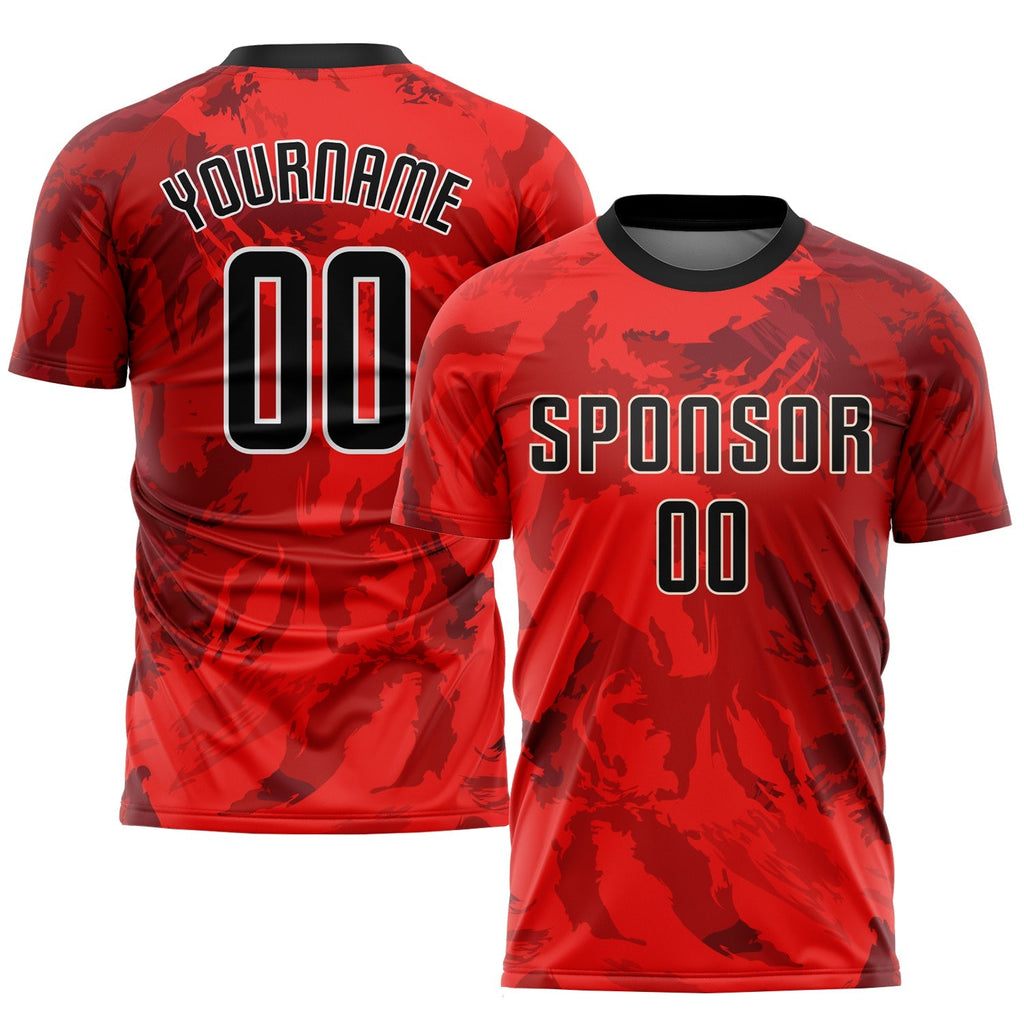Custom Soccer Jersey - Red Black-White Sublimation Uniform - Style Soccer0467