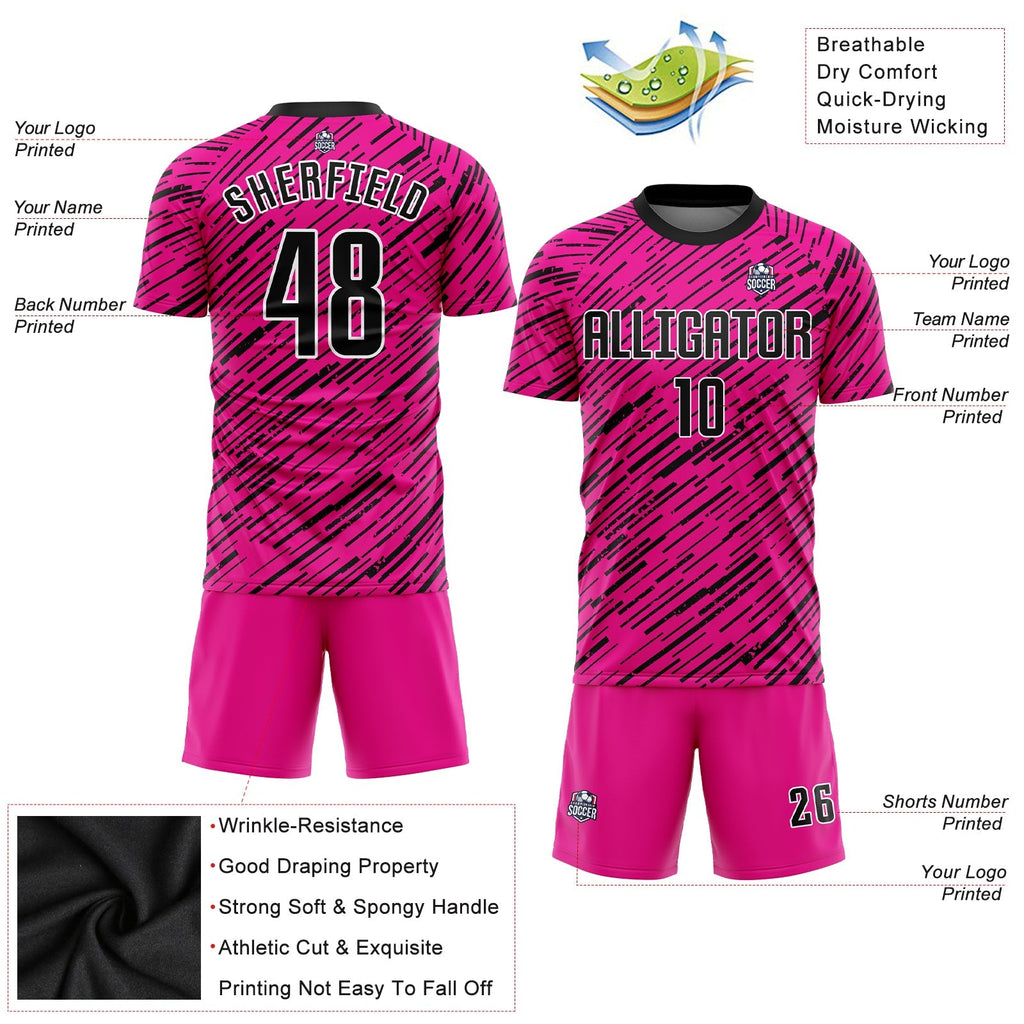 Custom Soccer Jersey - Pink Black-White Sublimation Uniform - Style Soccer0468