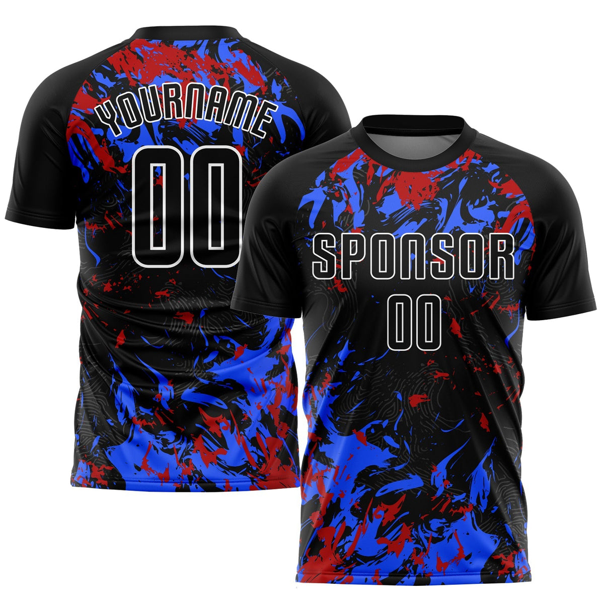 Custom Soccer Jersey - Black Black Royal-Red Sublimation Uniform